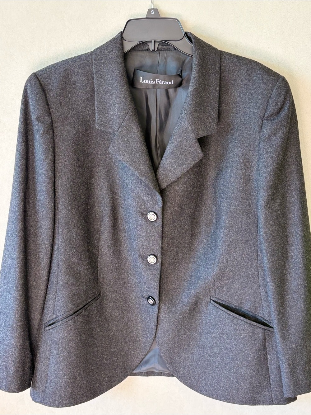 Louis Feraud Women's Charcoal Gray Tailored Jacket size 16 100% wool biz attire